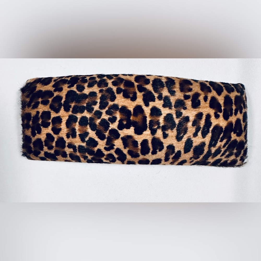 Leopard fur print hair barrette.